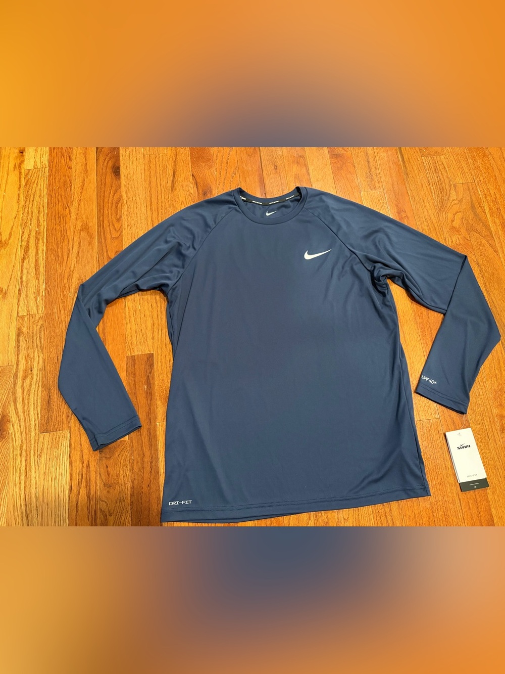 Nike Men's Navy Blue Long-Sleeve Swim Rash Guard